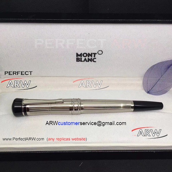 Perfect Replica AAA Grade Montblanc Limited Writers Edition Stainless Steel Rollerball Pen